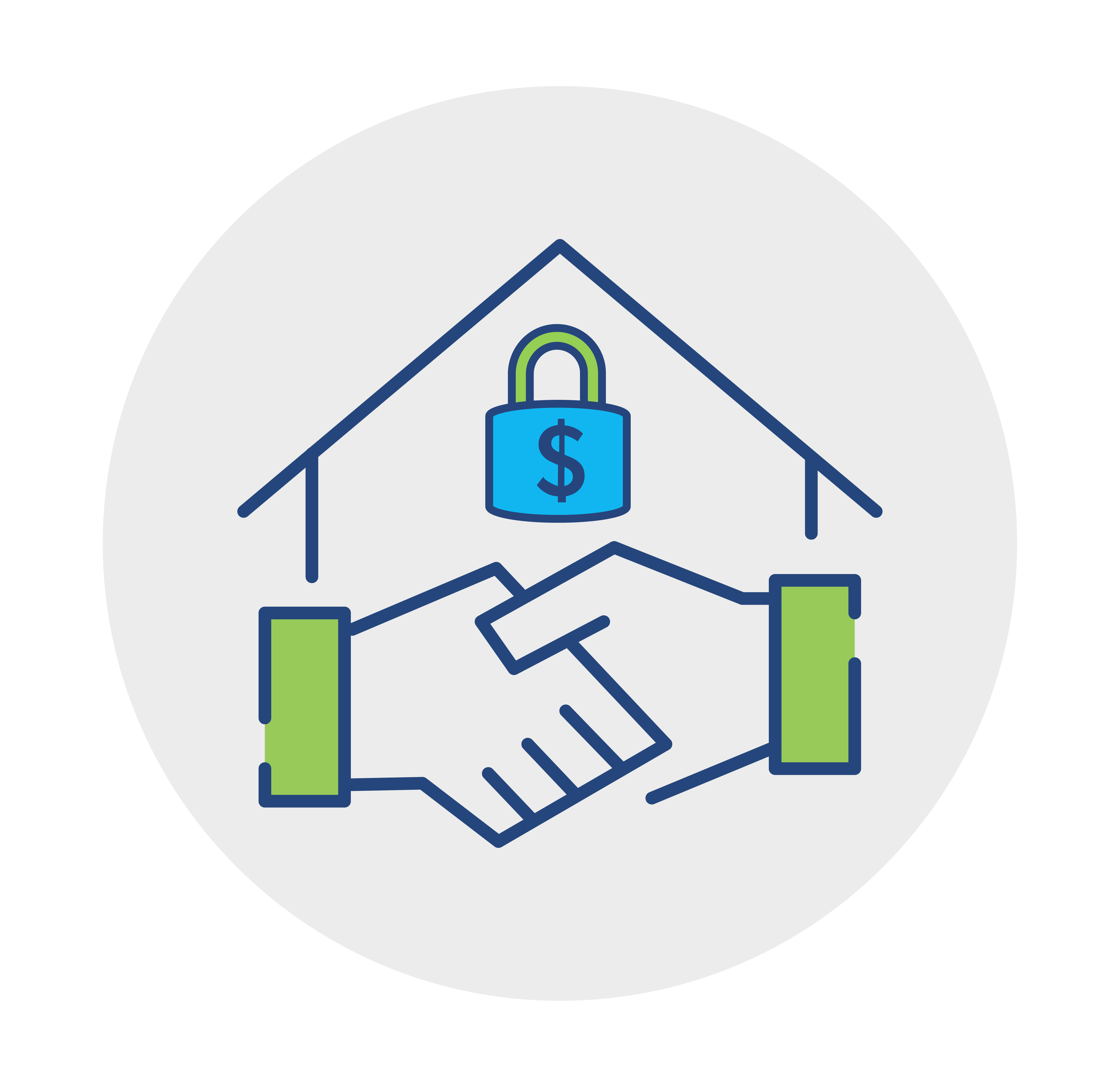 My Home Quiz Icon- Handshake in front of a home