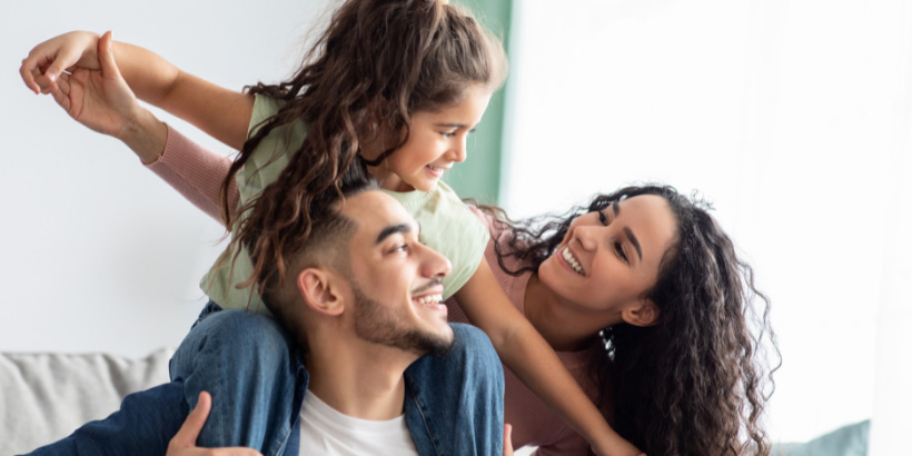 Young family at home