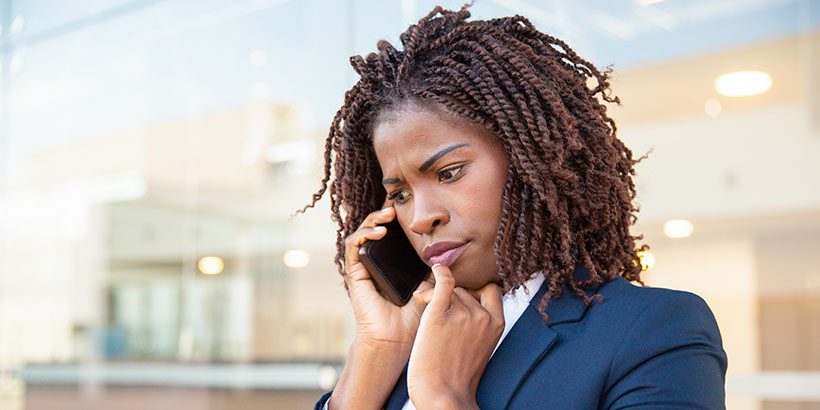 Woman has cell phone conversation