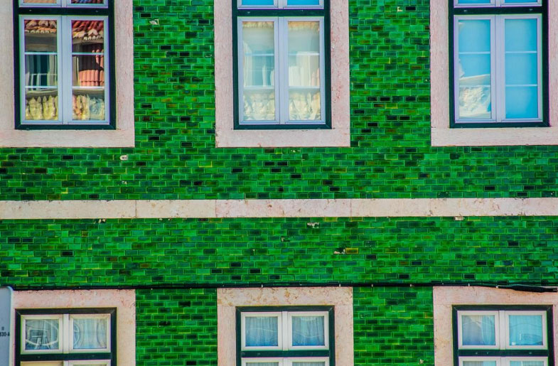 Home with green brick
