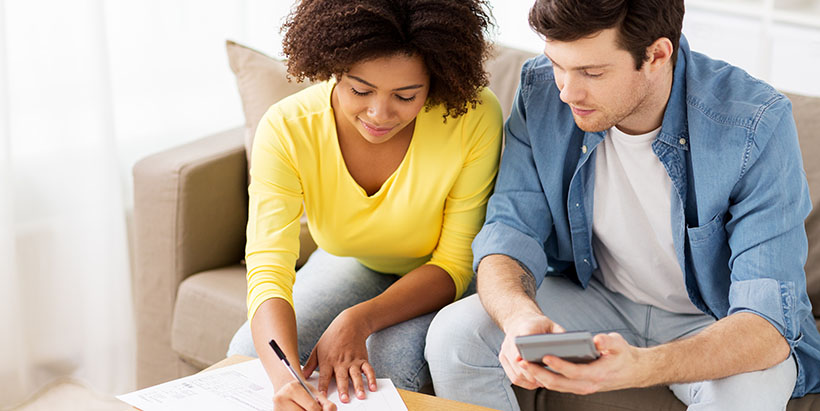 Couple reviewing their finances