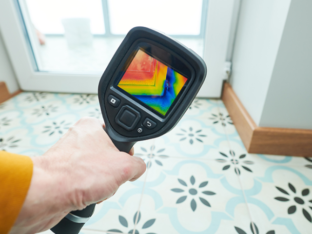 Inspecting a home with a thermal imaging device