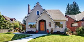 New suburban house with nice lawn