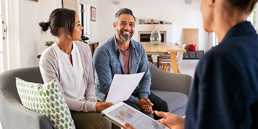 Couple meets with financial professional