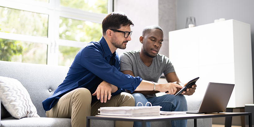 Couple reviewing finances