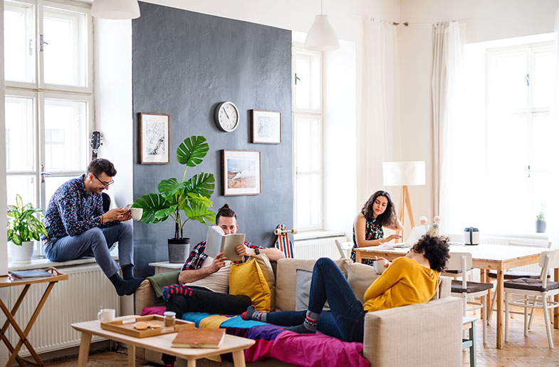 Roommates in living room