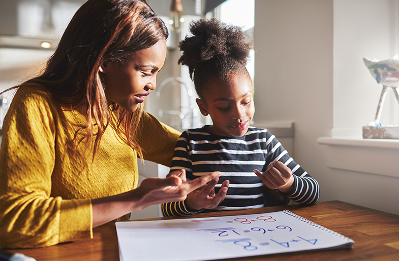 Parent helping child count