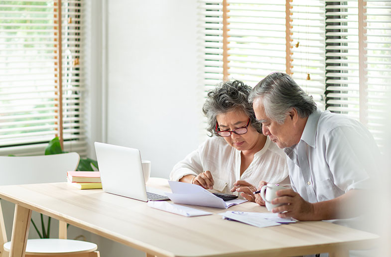 Couple reviewing their finances