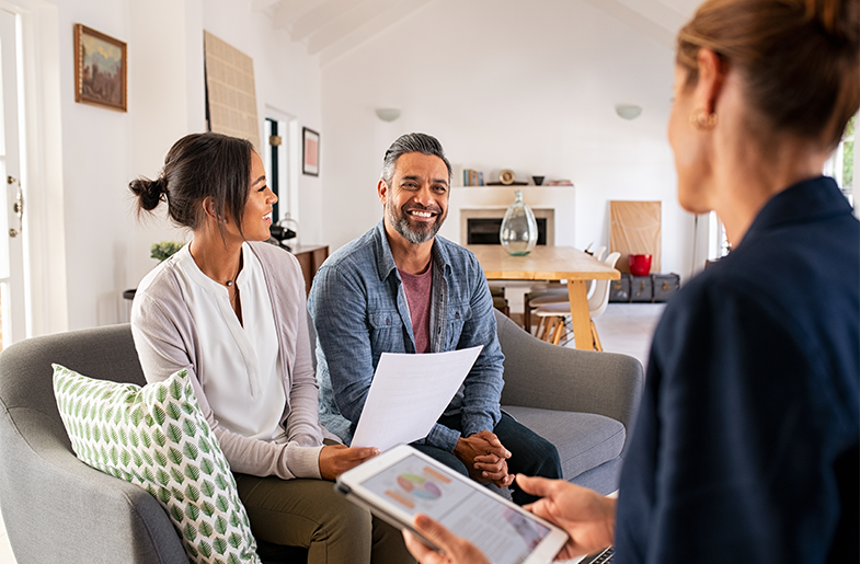 Couple meets with financial professional