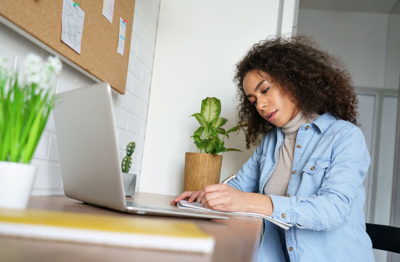 Woman taking notes
