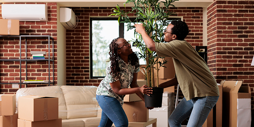 Young couple moving