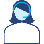 outline of a woman wearing a headset