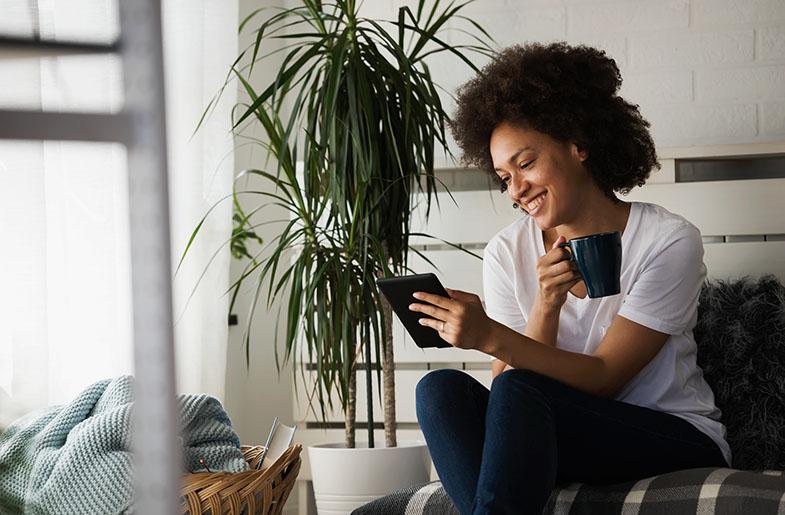 Renter reading a tablet