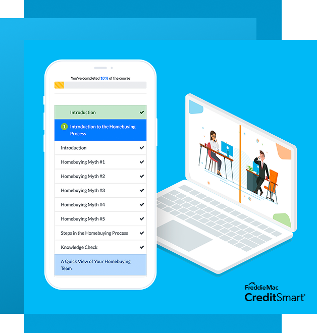 CreditSmart Homebuyer U course screen in a mobile phone